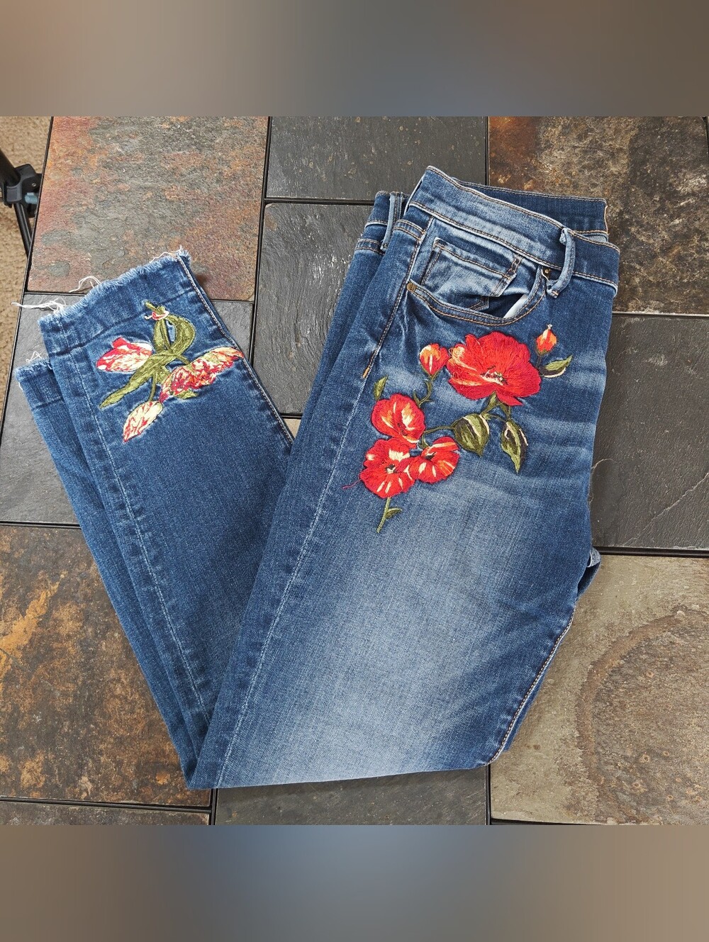 Driftwood Jackie Jeans Womens 28 flower Embroidered Boho Skinny